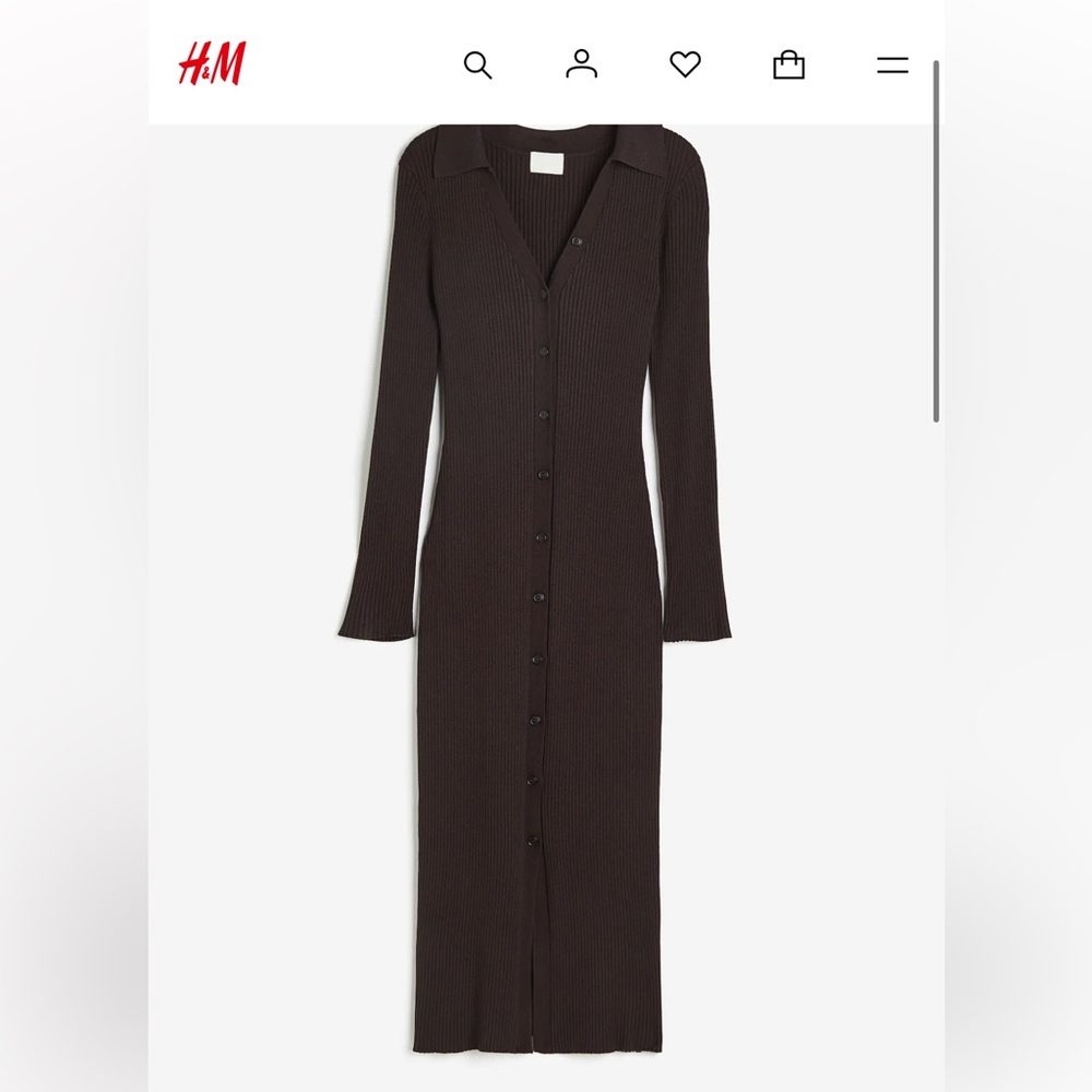 Rib Knit Button-front Midi Dress